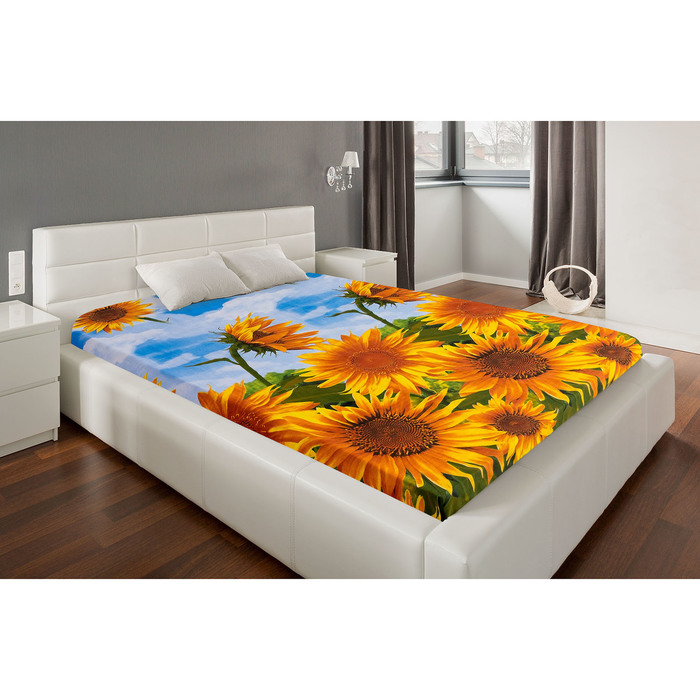 Простыня "Этель поплин" 1.5 сп Цветок солнца 150*210 см, 100% хлопок, поплин