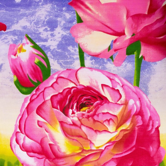 Простыня "Этель поплин" 1.5 сп Пионы 150*210 см, 100% хлопок, поплин