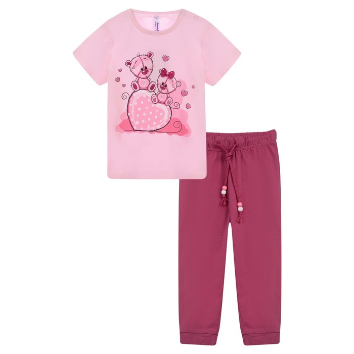 фото Комплект для девочек: футболка, брюки, рост 86 см playtoday
