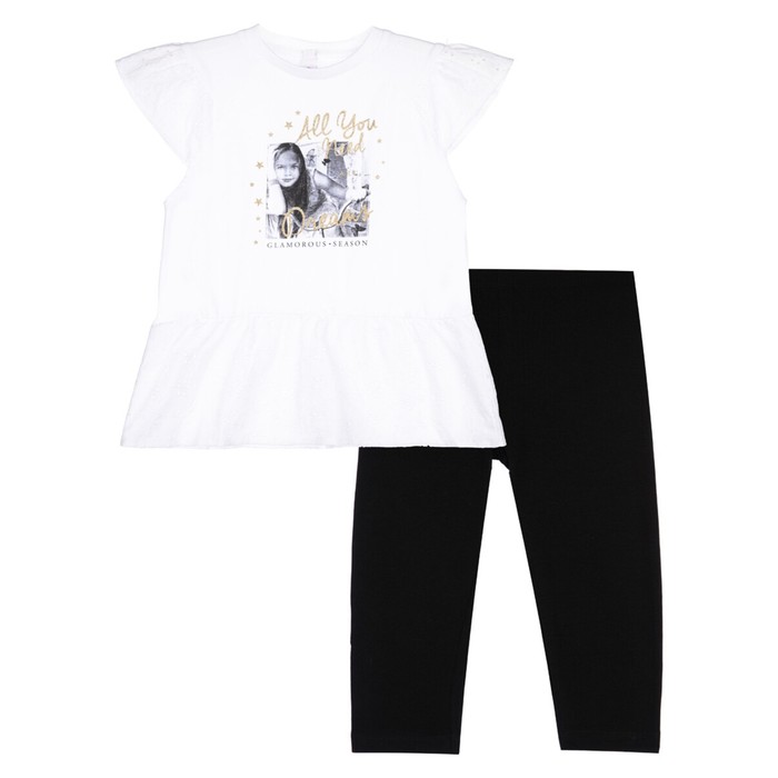 Комплект для девочек: футболка, бриджи, рост 122 см бриджи для девочек demix черный
