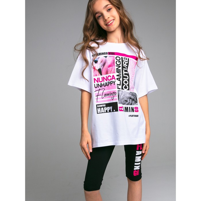 Комплект для девочек: футболка, бриджи, рост 128 см
