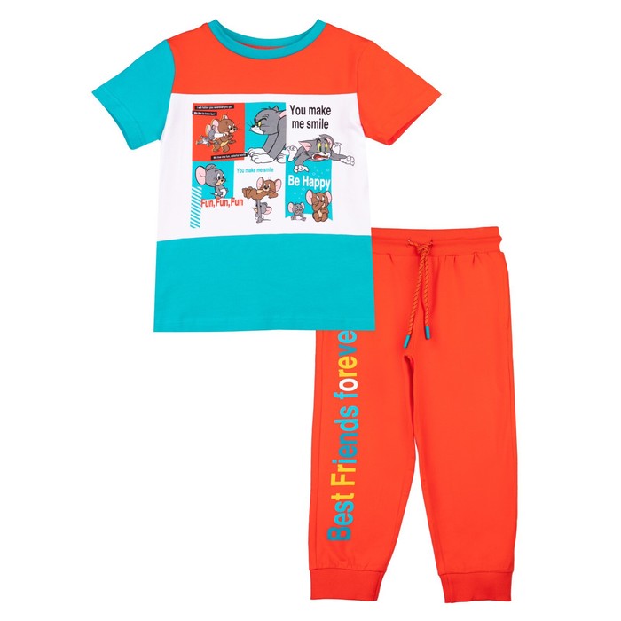 фото Комплект для мальчиков: футболка, брюки, рост 104 см playtoday