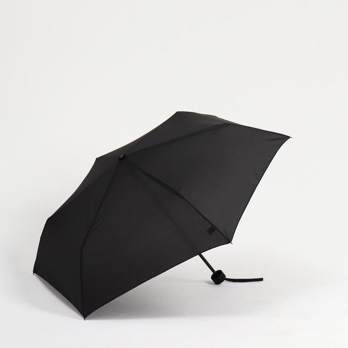 Зонт механический «Однотонный», эпонж, 3 сложения, 6 спиц, R = 44 см, цвет чёрный