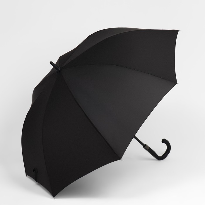 Зонт - трость полуавтоматический «Однотонный», 8 спиц, R = 60 см, цвет чёрный