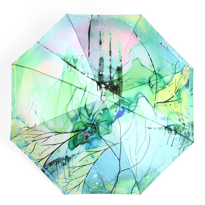 

Зонт автоматический «Ветви», облегчённый, сатин, 3 сложения, 8 спиц, R = 51 см, цвет зелёный