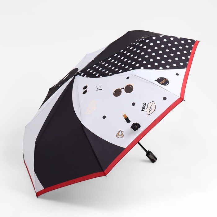 Зонт автоматический «Хамелеон», эпонж, с проявляющимся рисунком, 8 спиц, R = 51 см, цвет красный