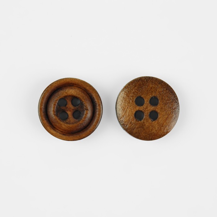 Набор деревянных пуговиц, 4 прокола, d = 15 мм, 20 шт, цвет светлый орех