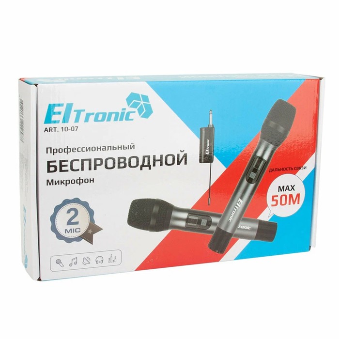 

Набор микрофонов ELTRONIC 10-07, беспроводные, 2 микрофона, приемник, черный