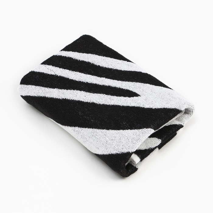 Полотенце махровое Этель Zebra чёрный, 50х90 см, 100% хлопок, 420 гр/м2