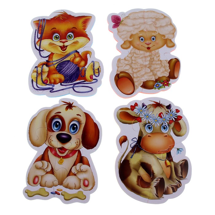 Мягкие пазлы "Домашние любимцы", 4 элемента