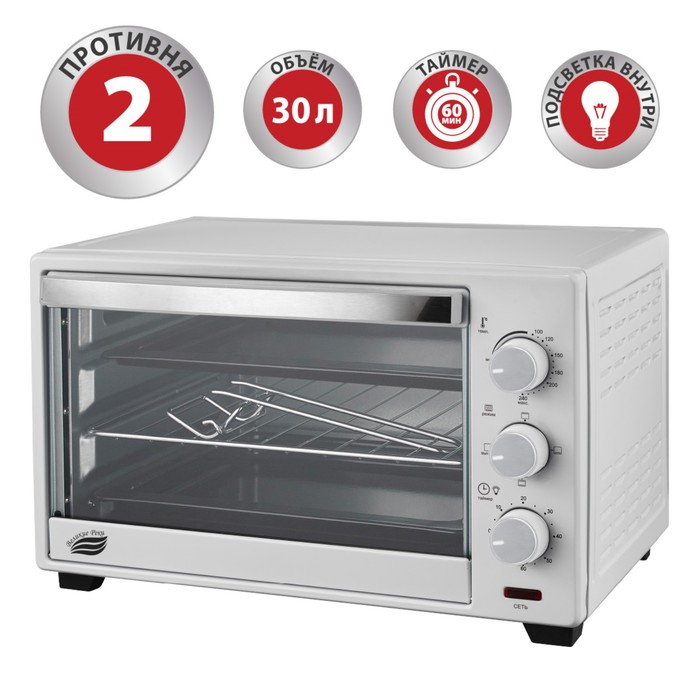 

Мини-печь «‎‎Воронеж-1», 1600 Вт, 30 л, 65-240°С, таймер, цвет цвет белый