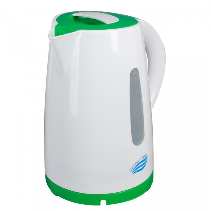 Чайник электрический «‎‎Томь-1», пластик, 1.7 л, 1850 Вт, цвет белый-зеленый чайник электрический великие реки томь 1 1850 вт белый коричневый 1 7 л пластик