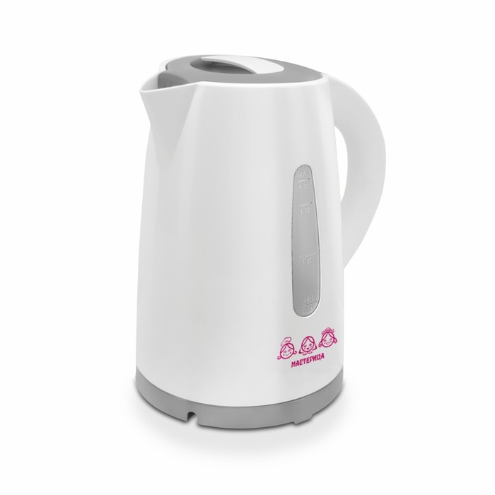 Чайник электрический «‎‎Мастерица ЕК-1701M», пластик, 1.7 л, 1850 Вт, цвет белый-серый чайник мастерица ек 1701m белый