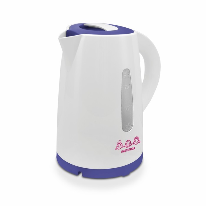 чайник мастерица ек 1701m белый фиолетовый Чайник электрический «‎‎Мастерица ЕК-1701M», пластик, 1.7 л, 1850 Вт, цвет белый-фиолетовый 962432