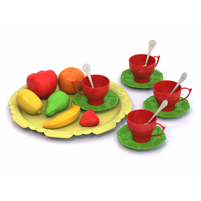 Набор фруктов и чайной посуды «Волшебная Хозяюшка» , на подносе, 18 предметов цена и фото