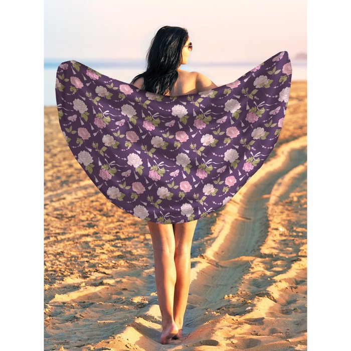 Парео и пляжный коврик «Цветочное украшение», d = 150 см