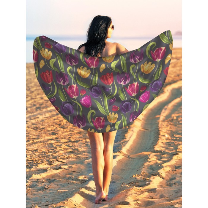 Парео и пляжный коврик «Разноцветные тюльпаны», d = 150 см