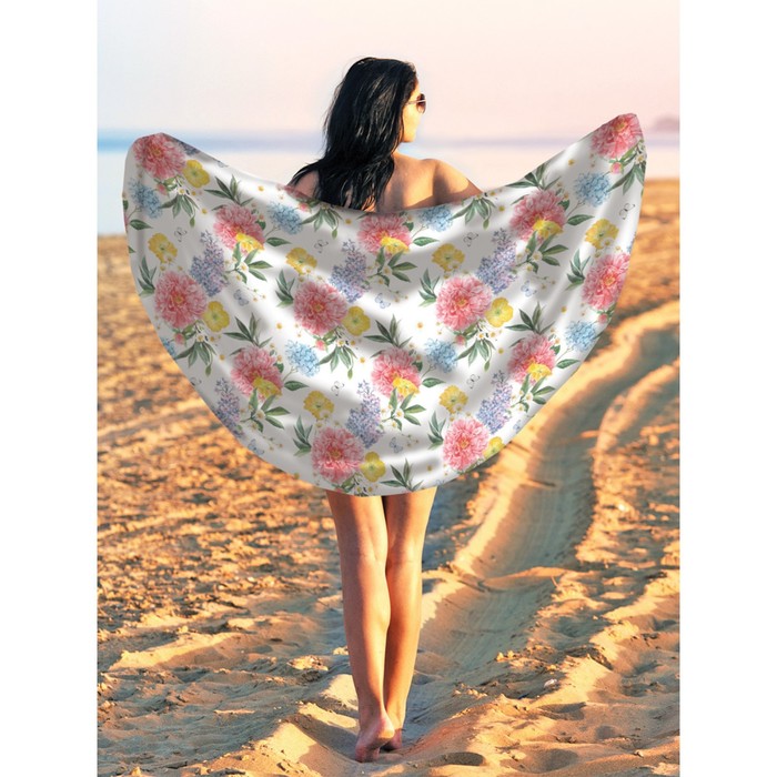 Парео и пляжный коврик «Цветочное панно», d = 150 см