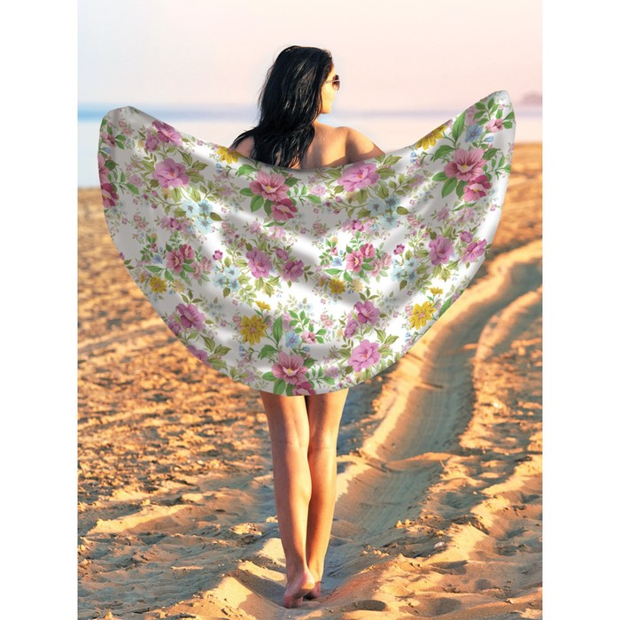 Парео и пляжный коврик «Море цветов», d = 150 см