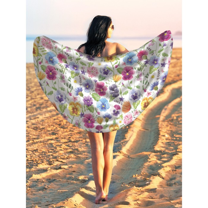 Парео и пляжный коврик «Краски цветов», d = 150 см