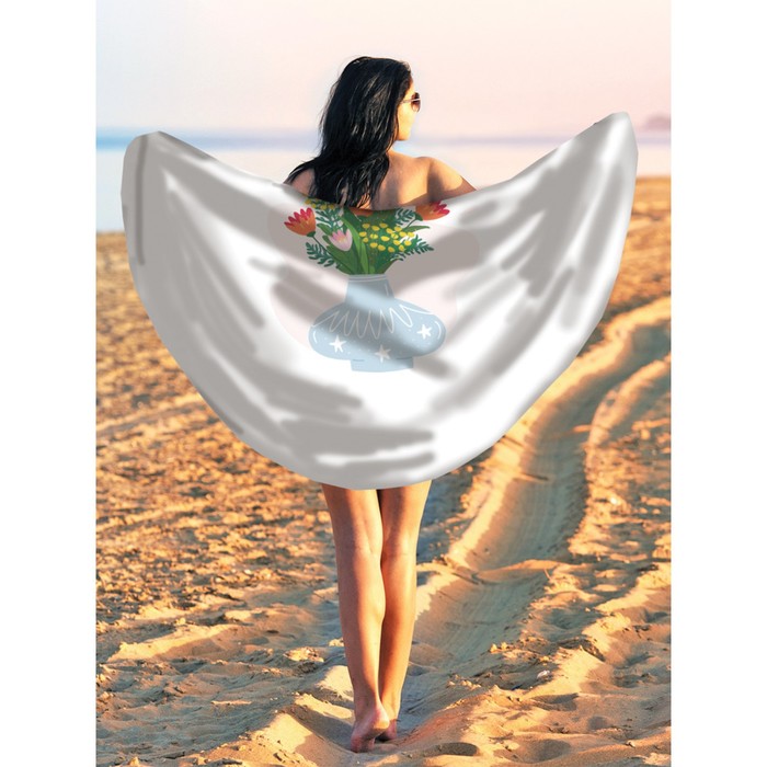 Парео и пляжный коврик «Цветы в вазе», d = 150 см