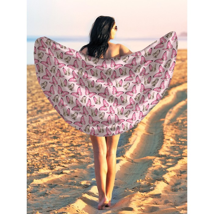Парео и пляжный коврик «Много бабочек», d = 150 см