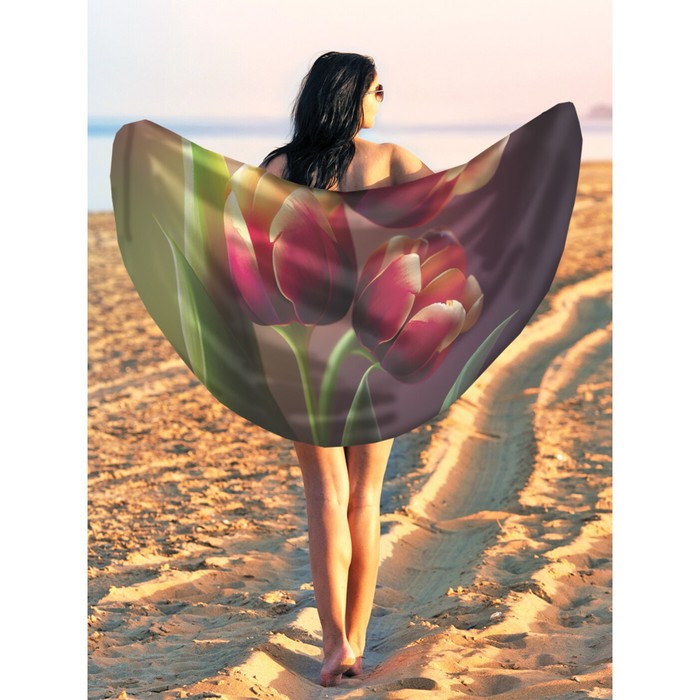 Парео и пляжный коврик «Букет тюльпанов», d = 150 см