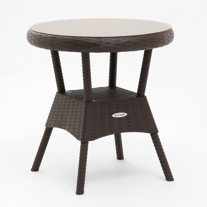 

Стол "RATTAN Ola Dom" круглый со стеклом, коричневый, 70 х 70 х 72 см