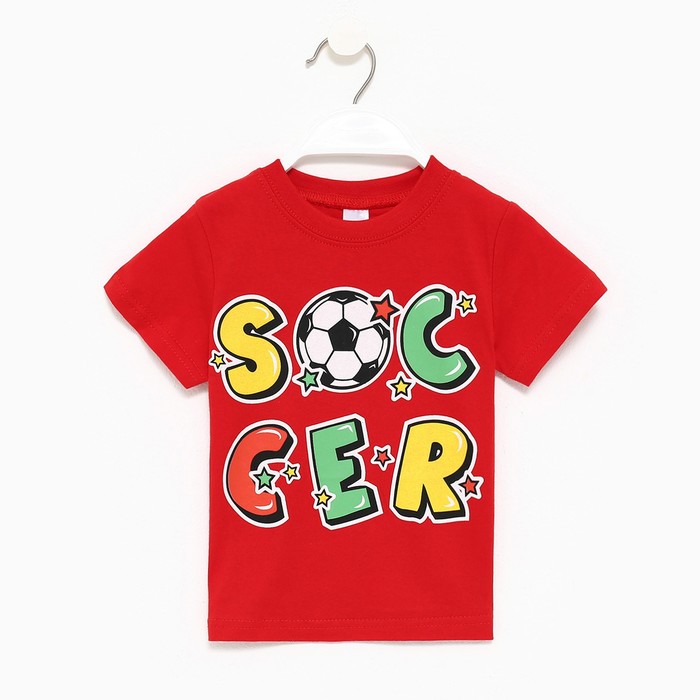 Футболка для мальчика, цвет красный/soccer, рост 86 см
