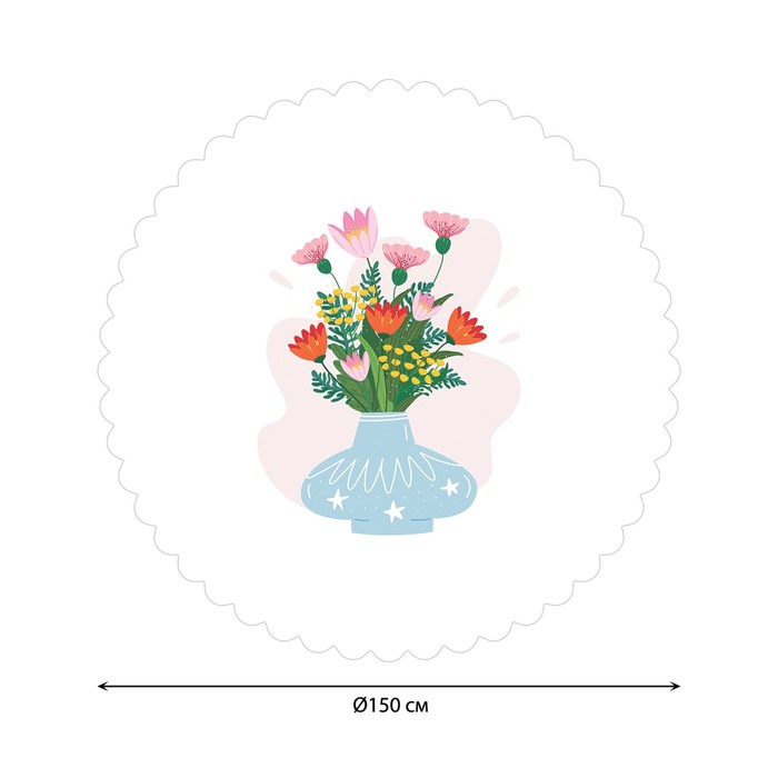 Скатерть на стол «Цветы в вазе», круглая, сатен, d = 150 см скатерть на стол цветы весны круглая сатен d 150 см