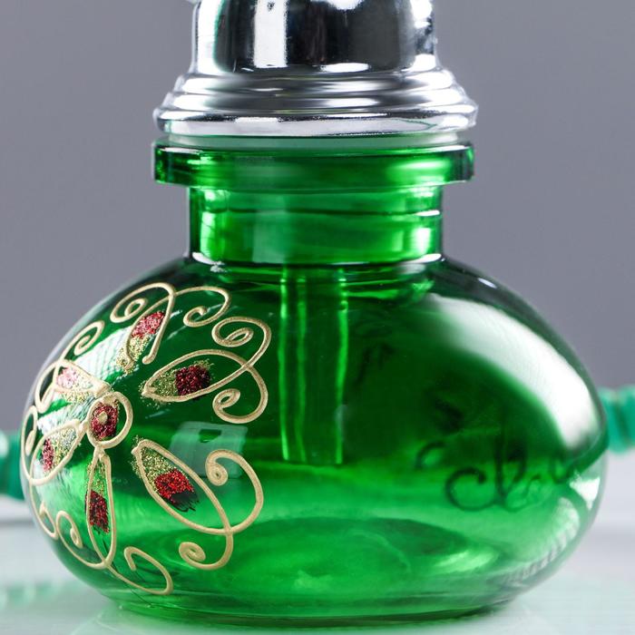 фото Кальян flower fields, 26 см, 1 трубка и колба-шар зелёные, шахта серебристая hookah