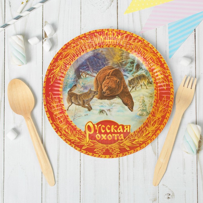 Набор бумажных тарелок "Русская охота" (6 шт.), 18 см