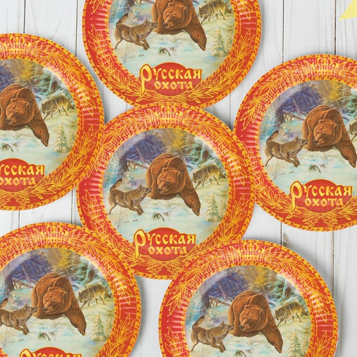Набор бумажных тарелок "Русская охота" (6 шт.), 18 см