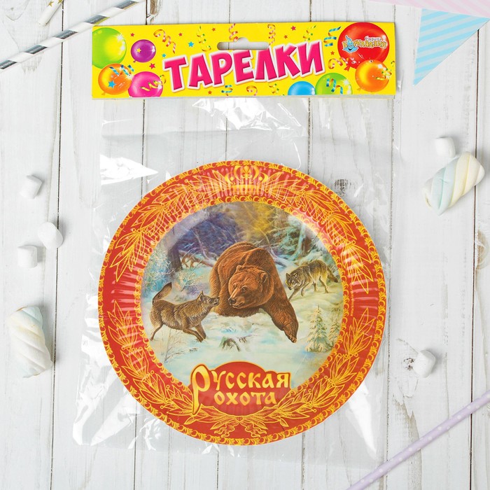 Набор бумажных тарелок "Русская охота" (6 шт.), 18 см