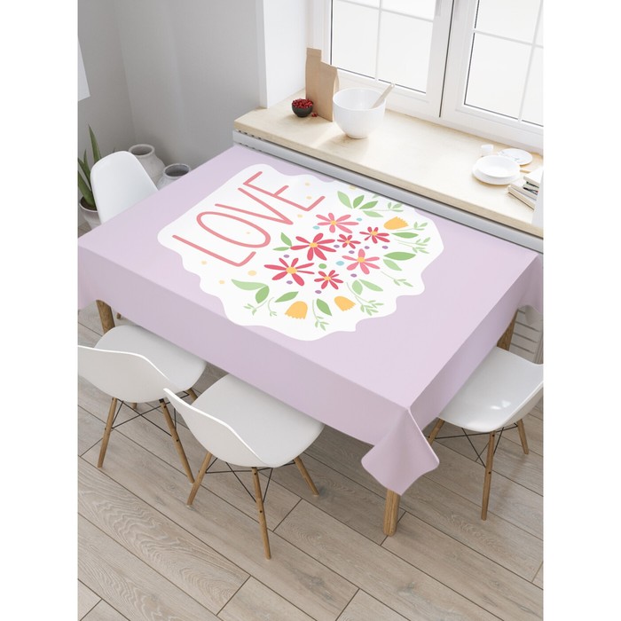 Скатерть на стол «LOVE», прямоугольная, сатен, размер 120х145 см скатерть на стол неизвестная туманность прямоугольная сатен размер 120х145 см