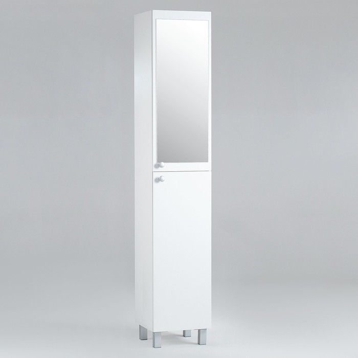 Пенал для ванной комнаты с зеркалом, белый, 45 х 34 х 185 см