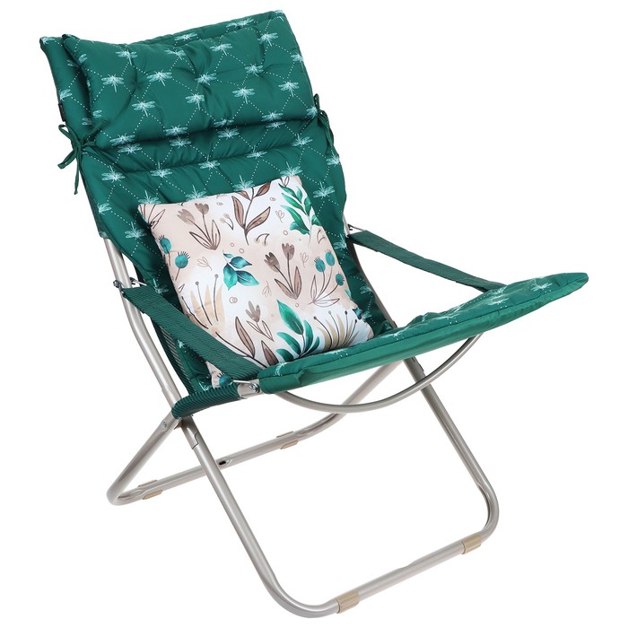 Кресло-шезлонг, матрас + подушка, цвет тёмно-зелёный кресло шезлонг матрас подушка hhk6 g темно зелёный