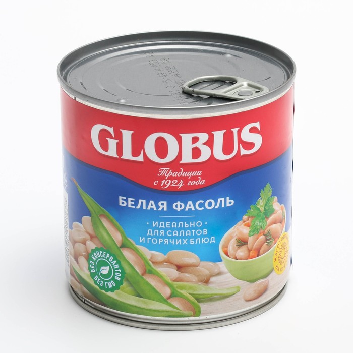 

Фасоль консервированная GLOBUS белая в собственном соку 425мл ж/б