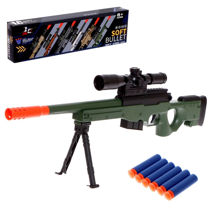 Снайперская винтовка AWM, стреляет мягкими пулями детская пневматическая снайперская винтовка awm l92 с глушителем и лазерным прицелом 92 см