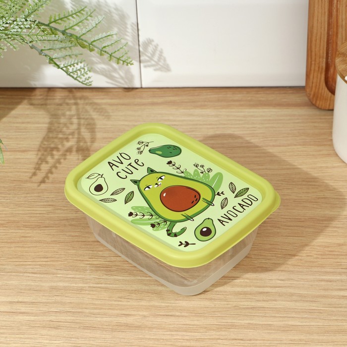 фото Контейнер для продуктов, прямоугольный, 0,5 л, с декором, цвет салатовый idiland
