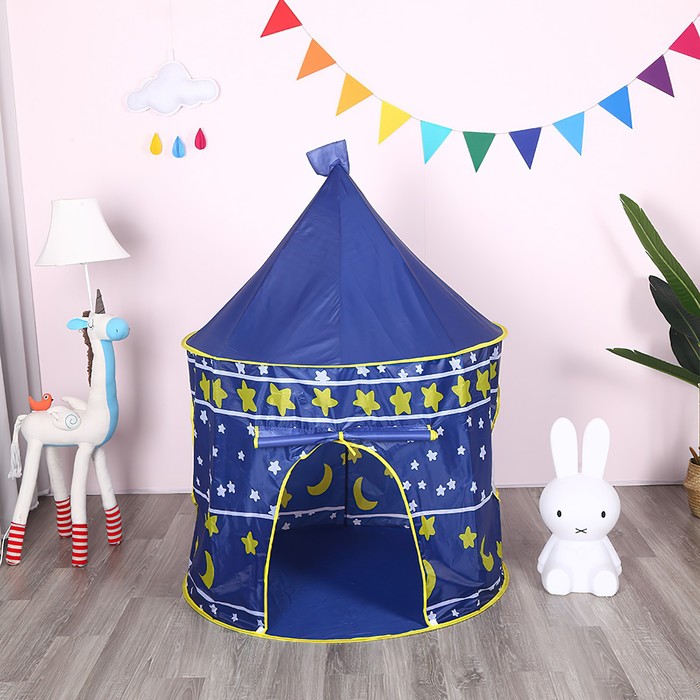 Палатка детская игровая «Шатер», цвет синий фотографии