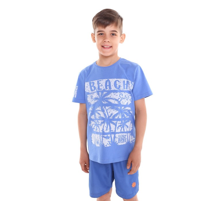 комплект детский футболка леггинсы цвет кармин рост 128см Футболка для мальчика, цвет тёмно-голубой, рост 128см