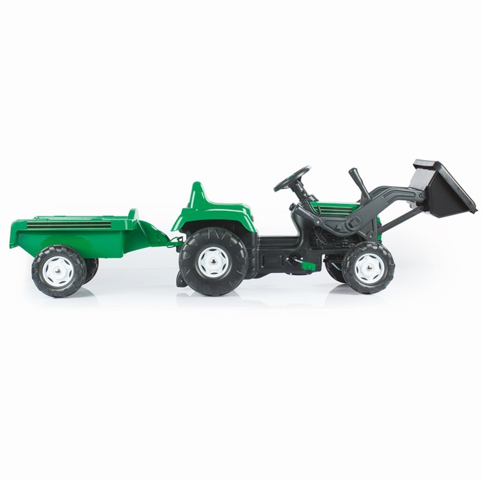 Трактор педальный DOLU Ranchero, с прицепом и ковшом, клаксон, цвет зеленый 8048