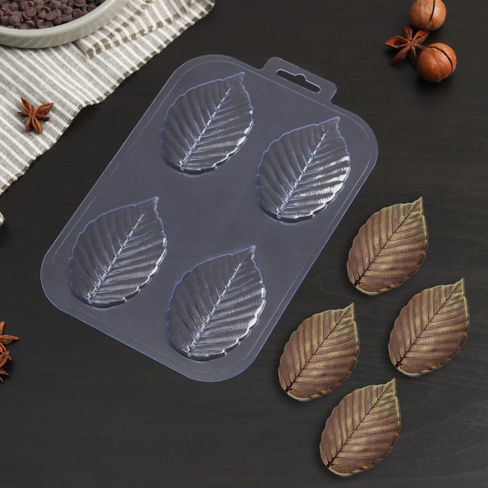 форма для шоколада и конфет пластиковая мини дед мороз размер ячейки 5×7 см цвет прозрачный Форма для шоколада и конфет пластиковая «Листья вяза», цвет прозрачный