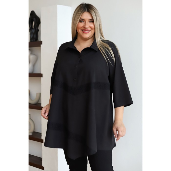 Блузка женская, размер 56, цвет чёрный