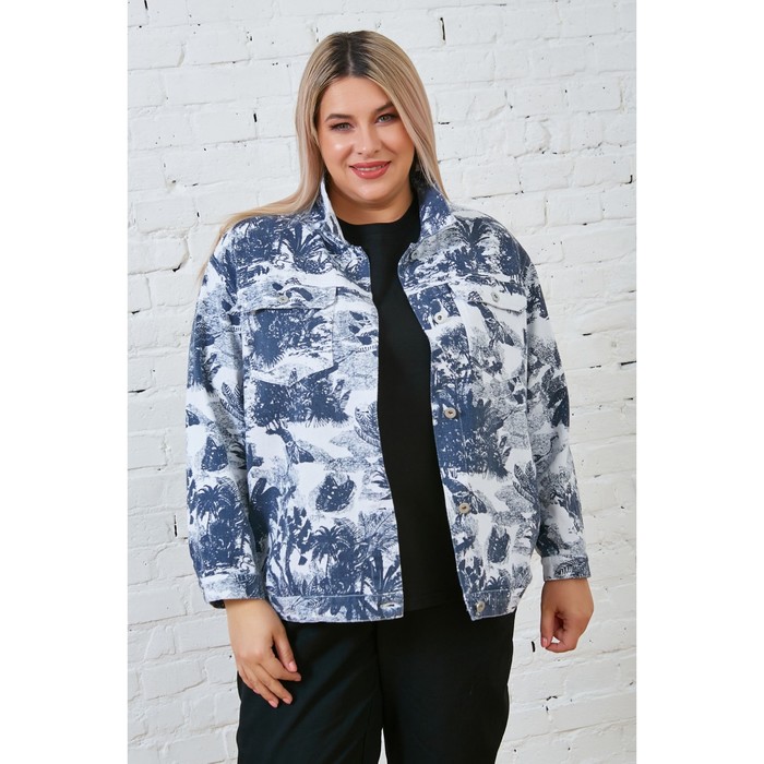 Куртка женская, размер 58, цвет сине-белый