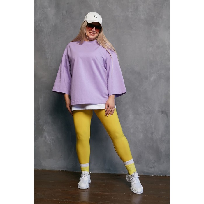 фото Леггинсы женские, размер 56, цвет жёлтый luxury plus