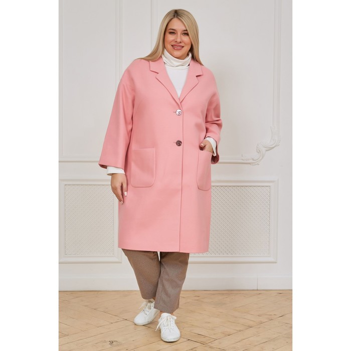 Пальто женское, размер 52, цвет светло-розовый