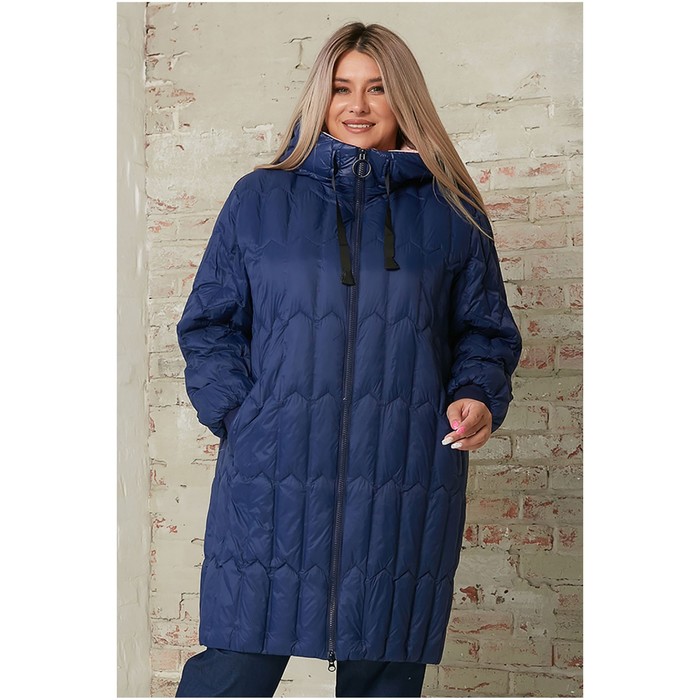 цена Пальто женское, размер 54, цвет синий
