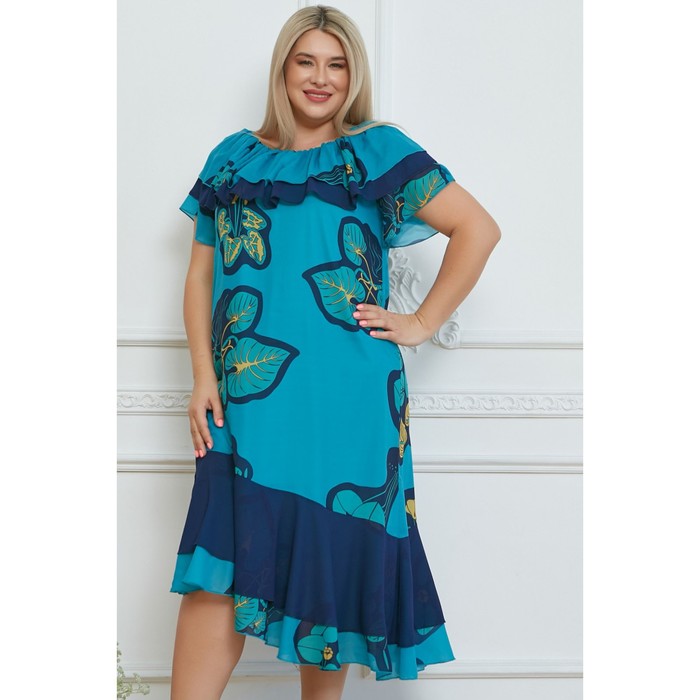 фото Платье женское, размер 52, цвет бирюзовый luxury plus